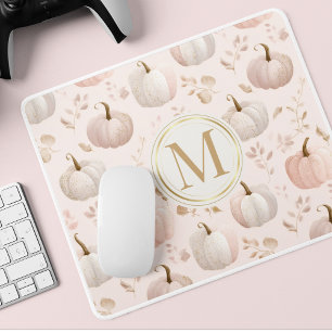 Alfombrilla De Ratón Monograma de calabaza pastel - Inicial personaliza