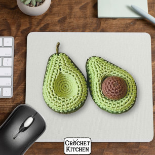 Alfombrilla De Ratón Monograma de Crochet Aguacate verde lindo