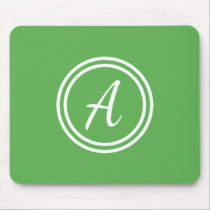 Alfombrilla De Ratón Monograma de encargo verde y blanco Mousepad