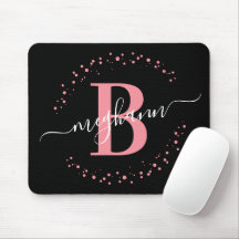 Monograma de escritura de nombre negro rosado mode