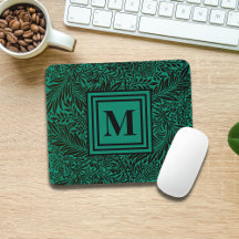 Monograma de follaje botánico verde esmeralda