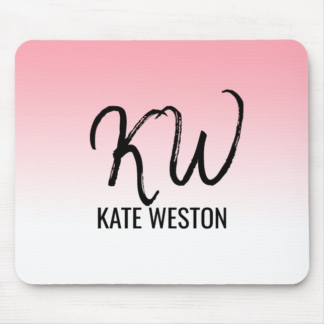 Alfombrilla De Ratón Monograma de gradiente de apertura rosa (Frente)