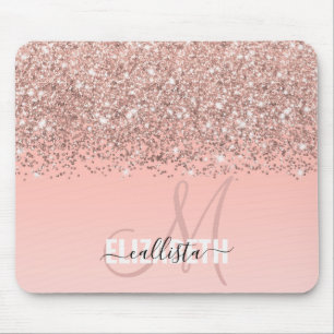 Alfombrilla De Ratón Monograma de gradiente rosado de confetti dorado d