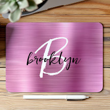 Monograma de guion blanco negro Metalizado cepilla