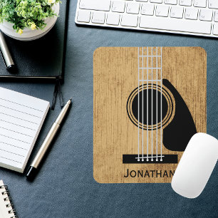 Alfombrilla De Ratón Monograma De Guitarra Acústica De Madera Avanzada