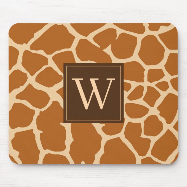 Alfombrilla De Ratón Monograma de impresión de jirafa moderna de moda (Frente)