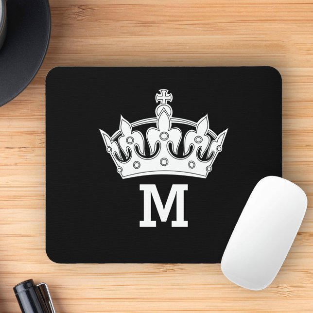 Alfombrilla De Ratón Monograma de la Corona Blanca personalizado (Subido por el creador)