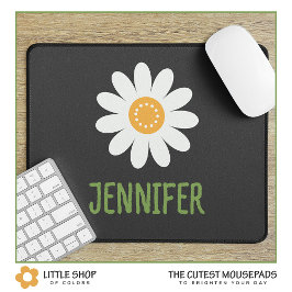 Alfombrilla De Ratón Monograma de Margarita Blanca Moderna