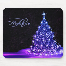 Alfombrilla De Ratón Monograma de Navidad Rosa Azul Invierno Negro Rúst