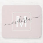 Alfombrilla De Ratón Monograma de nombre de guión moderno<br><div class="desc">Moda beige guión monograma nombre almohadilla del ratón. Simple,  limpio y monogramado,  almohadilla personalizada de ratón con sus iniciales de nombre y nombre. Los colores de letra y texto son totalmente personalizables.</div>
