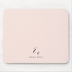 Alfombrilla De Ratón Monograma De Nombre Minimalista Elegante Rosa Rubo