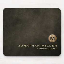 Alfombrilla De Ratón Monograma de oro de cuero alterado moderno