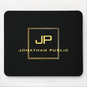 Alfombrilla De Ratón Monograma de oro personalizado elegante de plantil