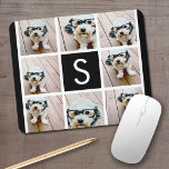 Alfombrilla De Ratón Monograma de Personalizado de Collage de fotos bla<br><div class="desc">Puedes usar fotos de Instagram para este diseño. Utiliza 8 fotos cuadradas para crear un regalo único y personal. O puedes mantener al cachorro hipster y hacer un keepsake de moda. Si necesita ajustar las imágenes,  haga clic en la herramienta personalizar para realizar cambios.</div>