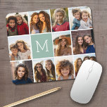 Alfombrilla De Ratón Monograma de Personalizado de Collage de fotos úni<br><div class="desc">Utiliza hasta 11 fotos de Instagram cuadradas o selfie fotos telefónicas para crear un regalo único y personal. O puedes mantener al cachorro hipster y hacer un keepsake de moda. Si necesita ajustar las imágenes,  haga clic en la herramienta personalizar para realizar cambios.</div>