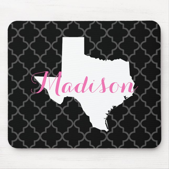 Alfombrilla De Ratón Monograma de Personalizado de Quatrefoil de Texas  (Frente)