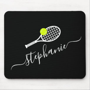 Alfombrilla De Ratón Monograma de raqueta de bolas de tenis personaliza