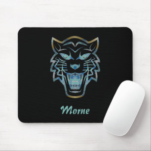 Alfombrilla De Ratón Monograma de silueta de tigre azul degradado