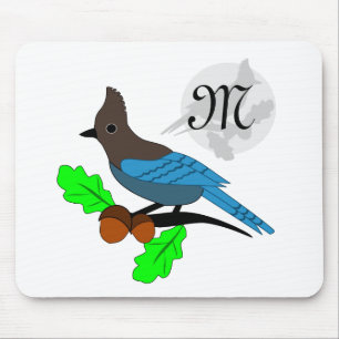 Alfombrilla De Ratón Monograma de Steller Blue Jay