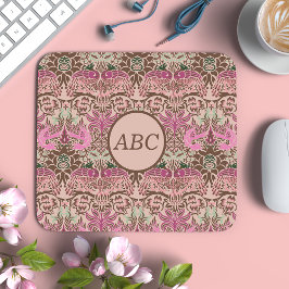 Alfombrilla De Ratón Monograma de William Morris Peacock y Dragon