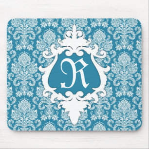 Alfombrilla De Ratón Monograma decorativo Mousepad del damasco