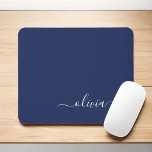 Alfombrilla De Ratón Monograma del guión azul de la marea azul de la ma<br><div class="desc">Monograma blanco y azul marino Añadir su propio nombre Mousepad (almohadilla del ratón). Esto hace que el dulce perfecto cumpleaños 16,  boda,  ducha de novia,  aniversario,  ducha de bebé o fiesta de soltera sea regalo para alguien que ama el lujo glam y los estilos de moda.</div>