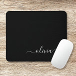 Alfombrilla De Ratón Monograma del guión de la cuna blanca negra modern<br><div class="desc">Monograma blanco y negro Añadir su propio nombre Mousepad (almohadilla del ratón). Esto hace que el dulce perfecto cumpleaños 16,  boda,  ducha de novia,  aniversario,  ducha de bebé o fiesta de soltera sea regalo para alguien que ama el lujo glam y los estilos de moda.</div>