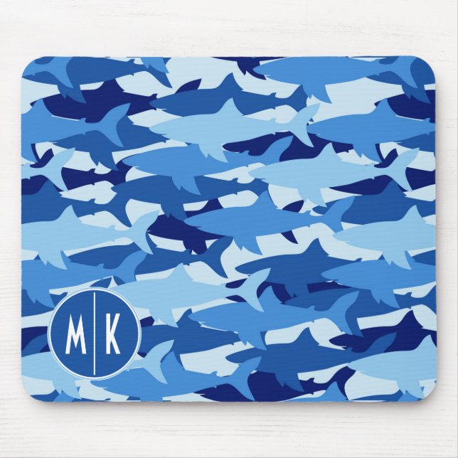 Alfombrilla De Ratón Monograma del modelo el | del tiburón azul (Frente)