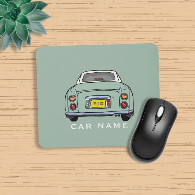 Alfombrilla De Ratón Monograma del nombre del coche del Figaro verde es (Love emerald green figaros and need a mouse mat? Add your name to this one!)