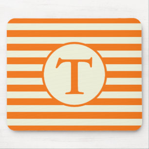 Alfombrilla De Ratón Monograma del patrón de franjas simples de Naranja