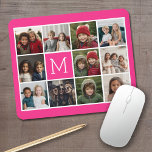 Alfombrilla De Ratón Monograma del Personalizado de Collage de fotos ro<br><div class="desc">Utiliza hasta 11 fotos de teléfono cuadrado o selfie para crear un regalo único y personal. O puedes mantener al cachorro hipster y hacer un keepsake de moda. Si necesita ajustar las imágenes,  haga clic en la herramienta personalizar para realizar cambios.</div>