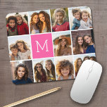 Alfombrilla De Ratón Monograma del Personalizado de Collage de fotos ro<br><div class="desc">Utiliza hasta 11 fotos de teléfono cuadrado o selfie para crear un regalo único y personal. O puedes mantener al cachorro hipster y hacer un keepsake de moda. Si necesita ajustar las imágenes,  haga clic en la herramienta personalizar para realizar cambios.</div>
