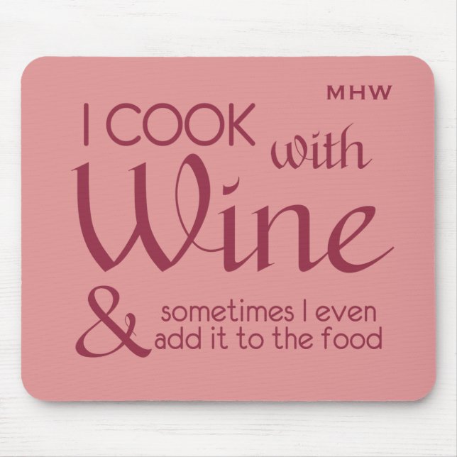 Alfombrilla De Ratón Monograma del personalizado de la cita del vino (Frente)