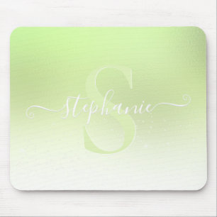 Alfombrilla De Ratón Monograma del Purpurina de espuma verde limón