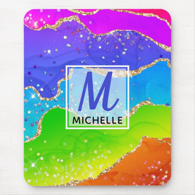 Alfombrilla De Ratón Monograma del Purpurina de la imitación de oro y a (Frente)