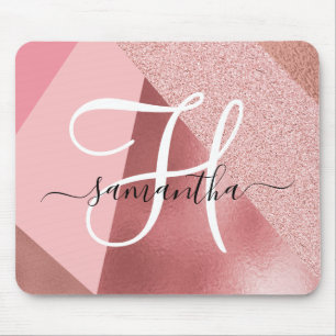 Alfombrilla De Ratón Monograma dorado Rosa de Moda