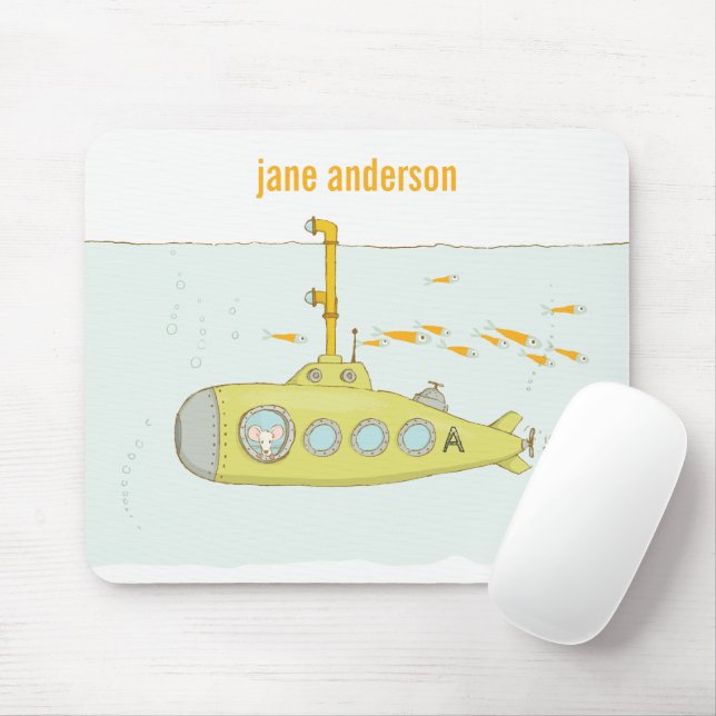 Alfombrilla De Ratón Monograma elegante de peces submarinos submarinos (Con ratón)