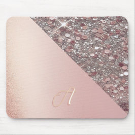 Alfombrilla De Ratón Monograma elegante en oro rosa