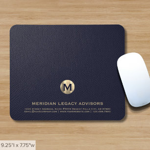 Alfombrilla De Ratón Monograma empresarial de oro azul personalizado