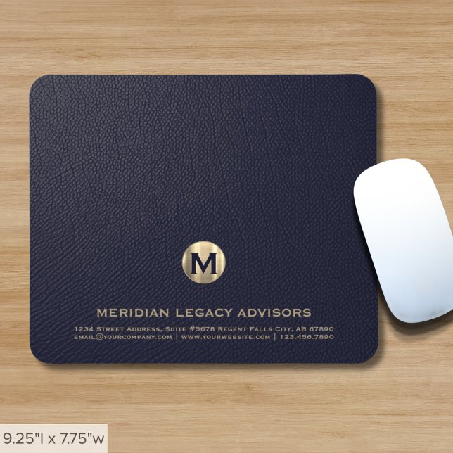 Alfombrilla De Ratón Monograma empresarial de oro azul personalizado (Subido por el creador)