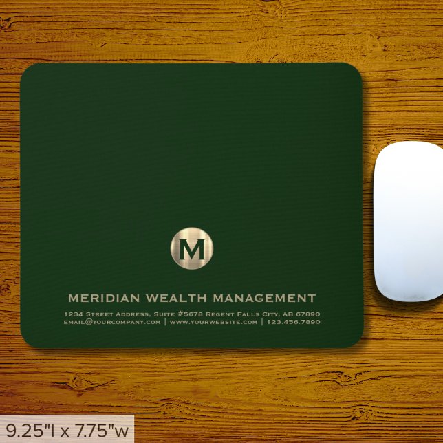 Alfombrilla De Ratón Monograma empresarial de oro verde oscuro personal (Subido por el creador)