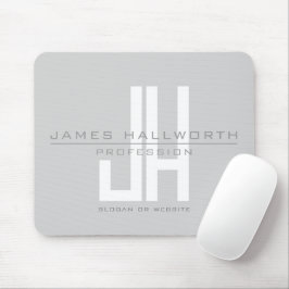 Alfombrilla De Ratón Monograma empresarial moderno | Gris