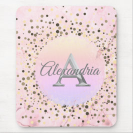 Alfombrilla De Ratón Monograma Espectro De Mármol Rosa