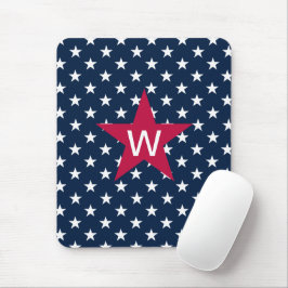 Alfombrilla De Ratón Monograma Estrella Rojo Azul Blanco Mousepad