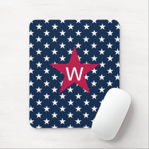 Alfombrilla De Ratón Monograma Estrella Rojo Azul Blanco Mousepad