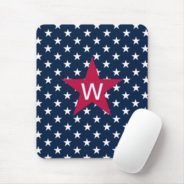 Alfombrilla De Ratón Monograma Estrella Rojo Azul Blanco Mousepad (Con ratón)