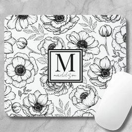 Alfombrilla De Ratón Monograma Femenino Personalizado con Patrón Floral