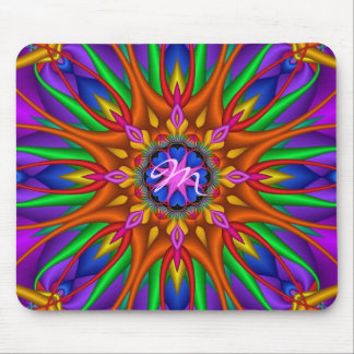 Alfombrilla De Ratón Monograma floral artístico del ith del mousepad