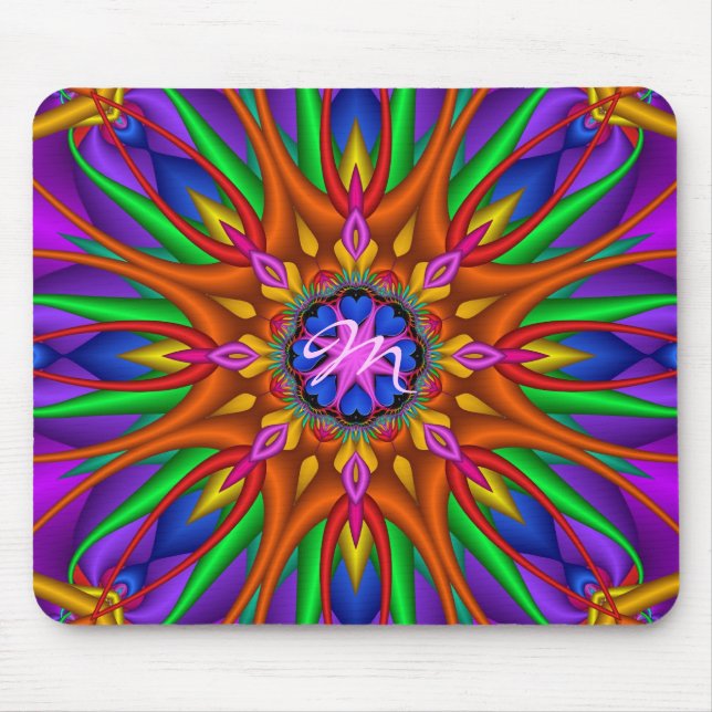 Alfombrilla De Ratón Monograma floral artístico del ith del mousepad (Frente)