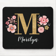 Monograma Floral negra inicial